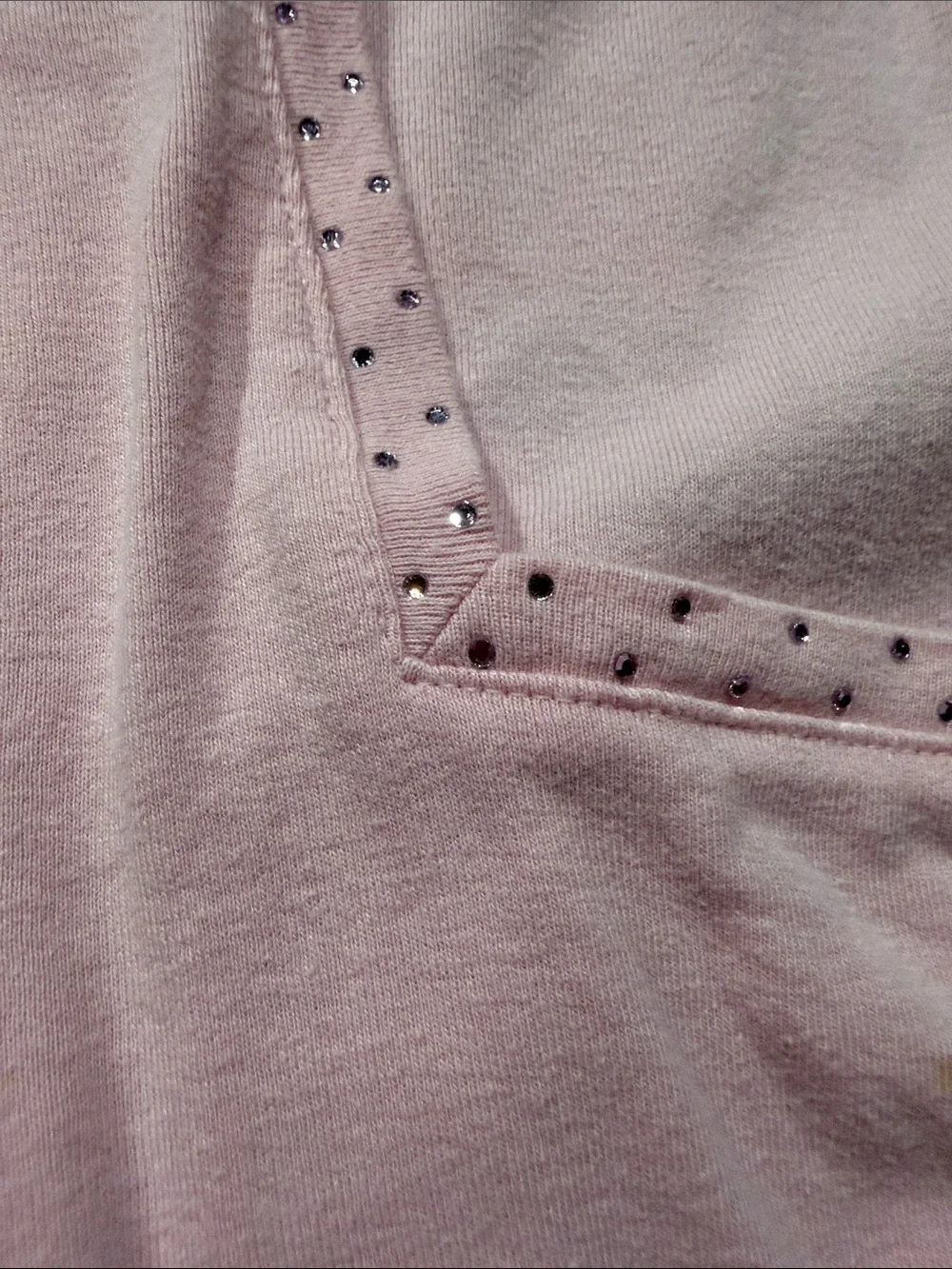 Bobbie Brooks Light Pink Short Sleeve Square Neck Tee with Stud Accents - Picture 4 of 4